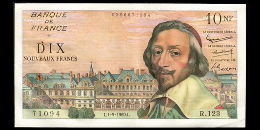 FRANCE - 10 Nouveaux Francs Richelieu 1960 F.57.10 P.142a pr.SUP / XF-