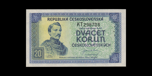 TCHÉCOSLOVAQUIE - CZECHOSLOVAKIA - 20 Korun Specimen (1945) P.61s NEUF / UNC