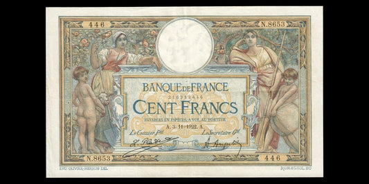 FRANCE - 100 Francs Merson 1922 F.23.15, P.71c TTB+ / VF+