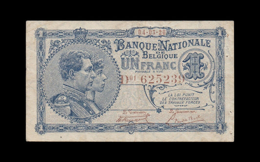 BELGIQUE - BELGIUM - 1 Franc 1920 P.92 SUP / XF