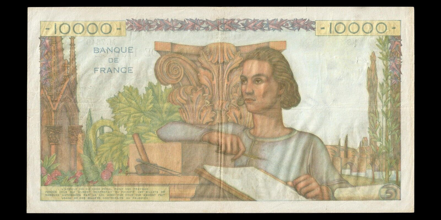 FRANCE - 10000 Francs Génie Français 1954 F.50.72, P.132d TTB / VF