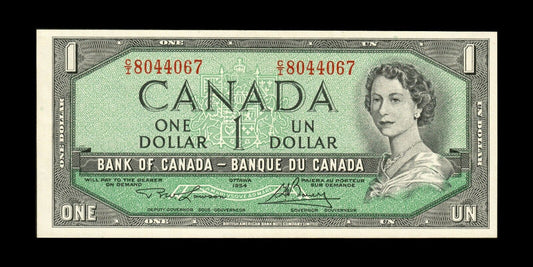 CANADA - 1 Dollar 1954 P.75d, BC-37d Lawson & Bouey SUP+ / XF+