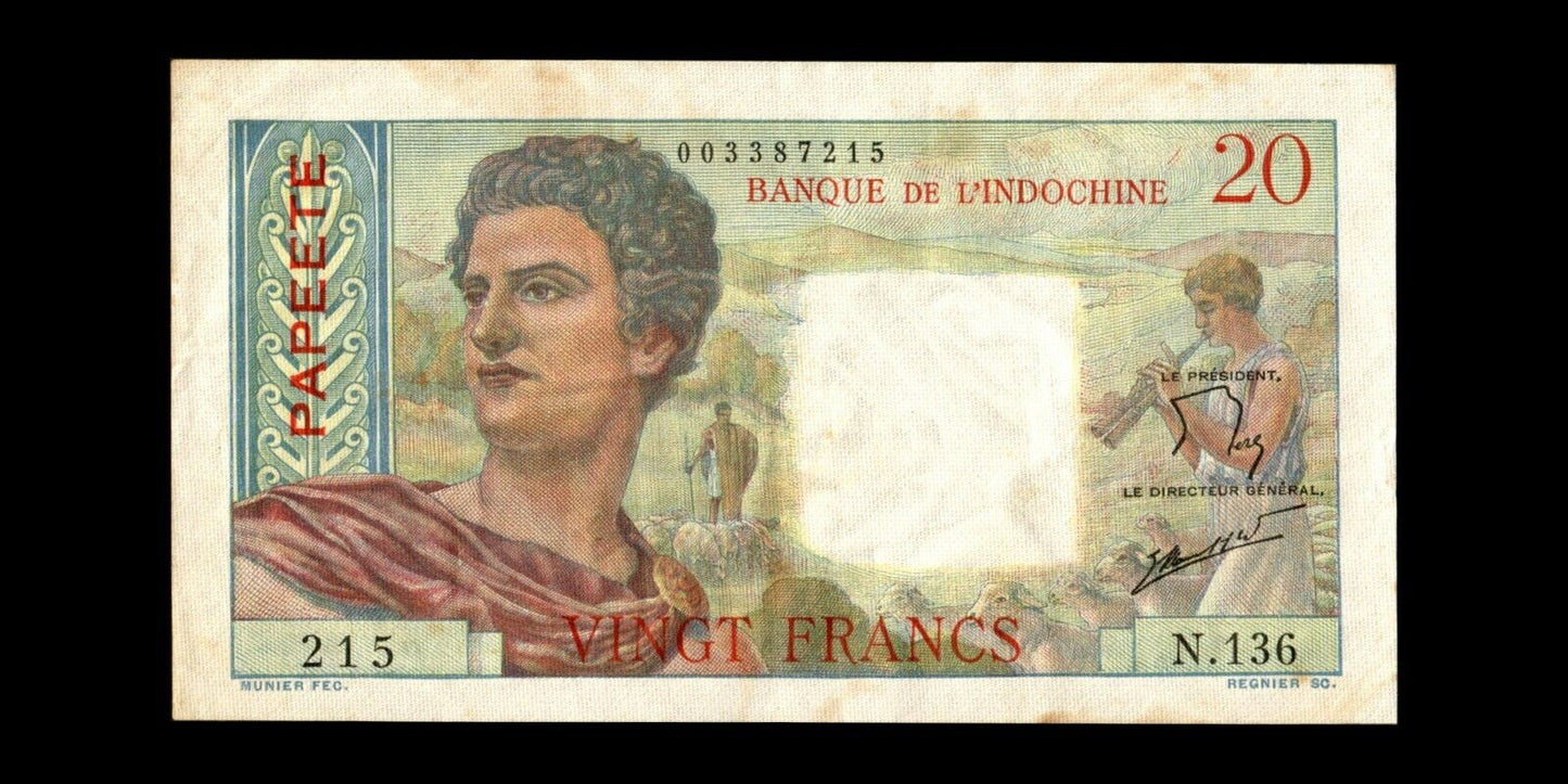 TAHITI - 20 Francs (1963) P.21c TTB / VF