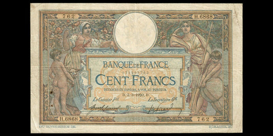 FRANCE - 100 Francs Merson 1920 F.23.12, P.71a pr.TB / F-