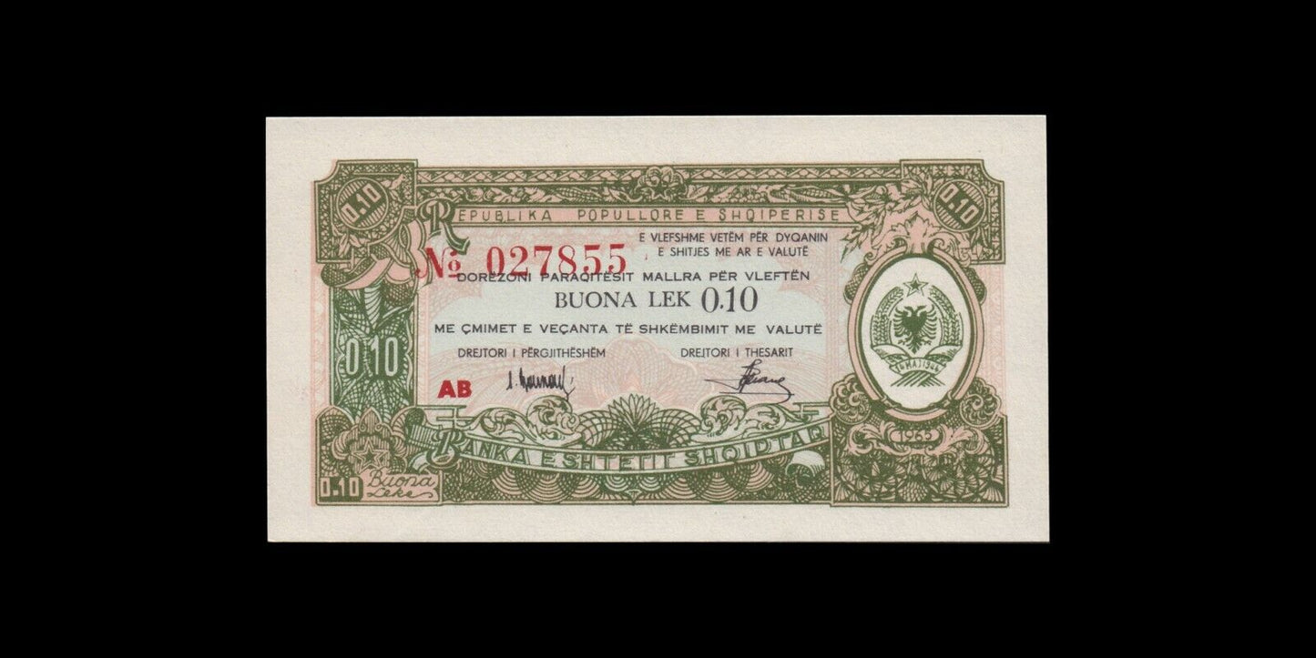 ALBANIE - ALBANIA - 0,10 Buona Lek 1965 P.FX22 pr.NEUF / UNC-