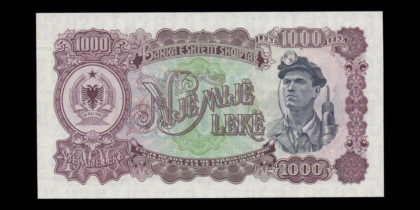 ALBANIE - ALBANIA - 1000 Leke 1957 P.32a NEUF / UNC