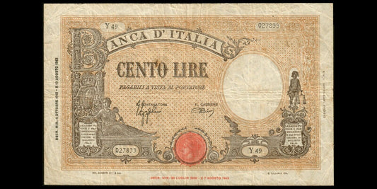 ITALIE - ITALY - 100 Lire 1943 P.67a TB / Fine