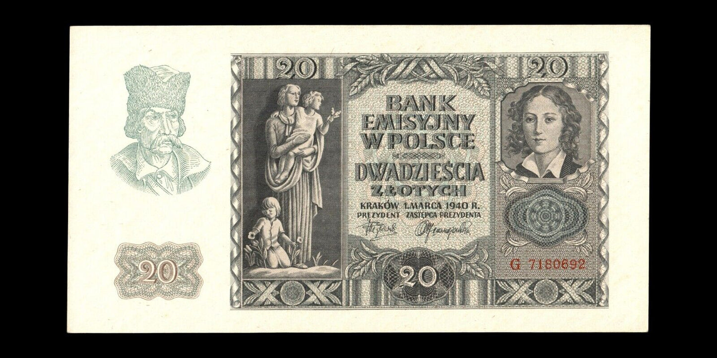 POLOGNE - POLAND - 20 Zlotych 1940 P.95 NEUF / UNC