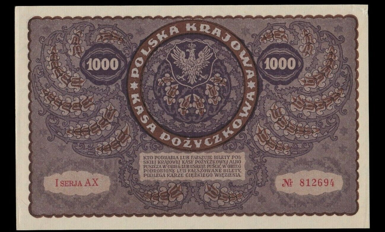 POLOGNE - POLAND - 1000 Marek 1919 P.29 pr.SPL / XF+