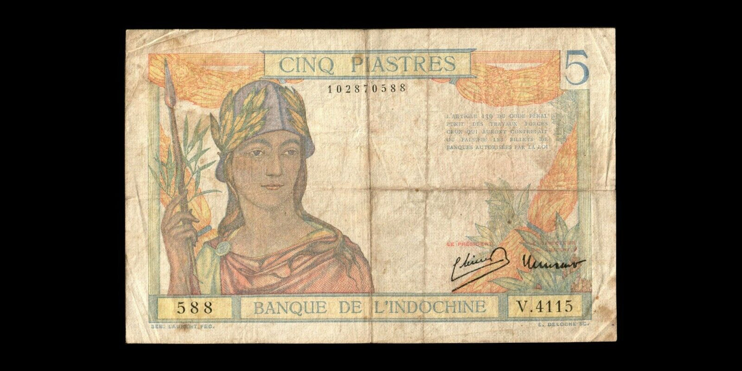 INDOCHINE - FRENCH INDOCHINA - 5 Piastres (1946) P.55c pr.TB / Fine-