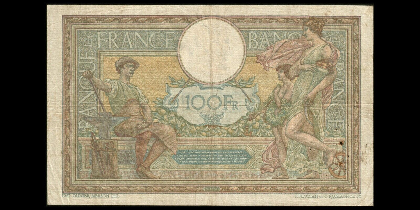 FRANCE - 100 Francs Merson 1920 F.23.12, P.71a pr.TB / F-