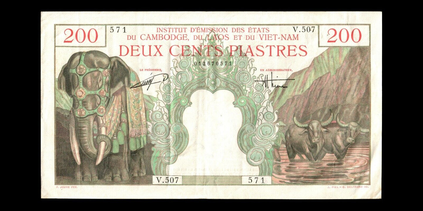 INDOCHINE FRANÇAISE - INDOCHINA - VIETNAM - 200 Piastres (1953) P.109 TTB / VF