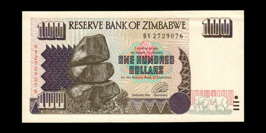 ZIMBABWE - 100 Dollars 1995 P.9a SPL / AU