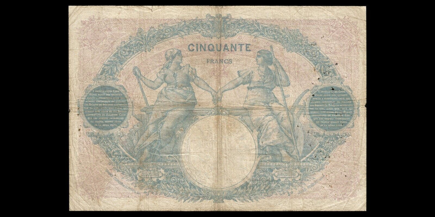 FRANCE - 50 Francs Bleu et Rose 1921 F.14.34, P.64f B / Good