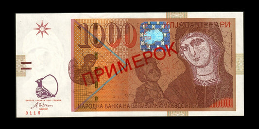 MACEDOINE DU NORD - MACEDONIA - 1000 Denari Specimen 2003 P.22as NEUF / UNC