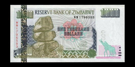 ZIMBABWE - 1000 Dollars 2003 P.12a SPL / AU