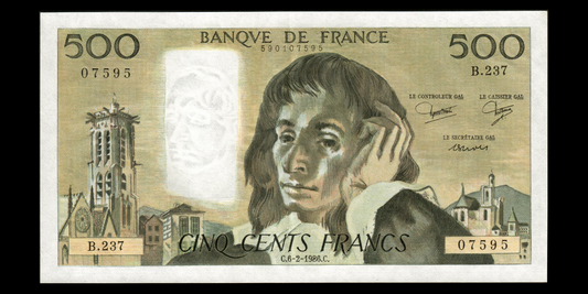 FRANCE - 500 Francs Pascal 1986 F.71.37, P.156f SPL / AU