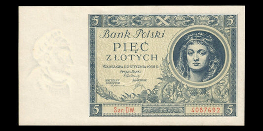 POLOGNE - POLAND - 5 Zlotych 1930 P.72 SPL / AU